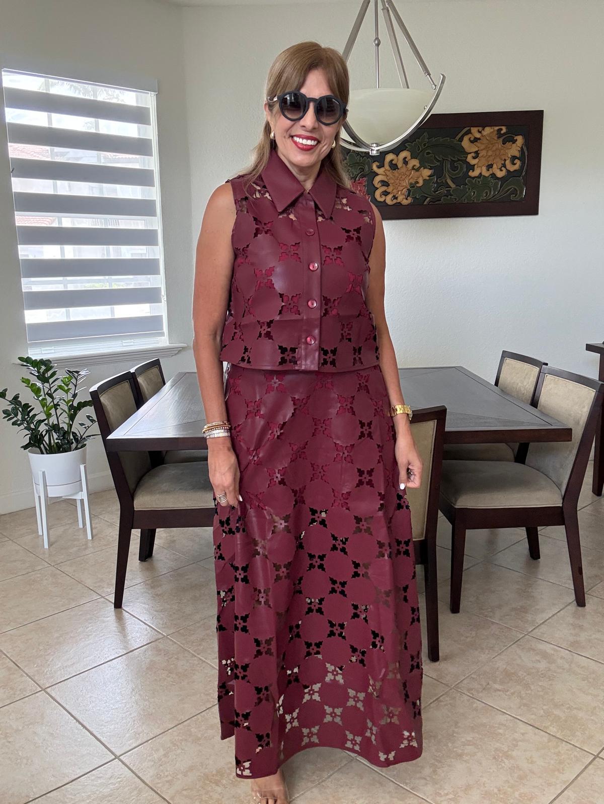 Set de falda en cuerina